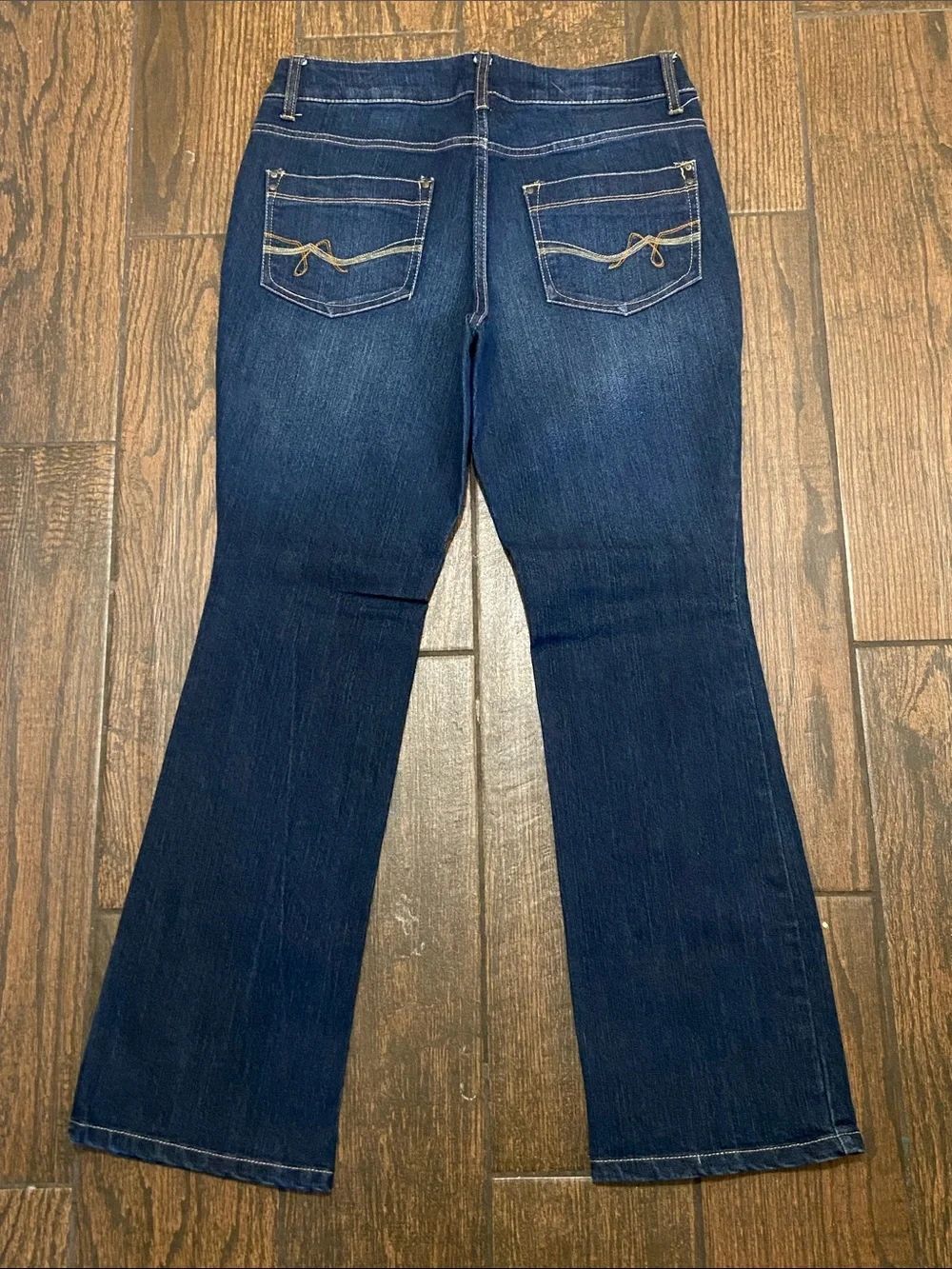 Faded Glory Classic Dark Blue Flare Jeans with Decorative Back Pocket Stitching